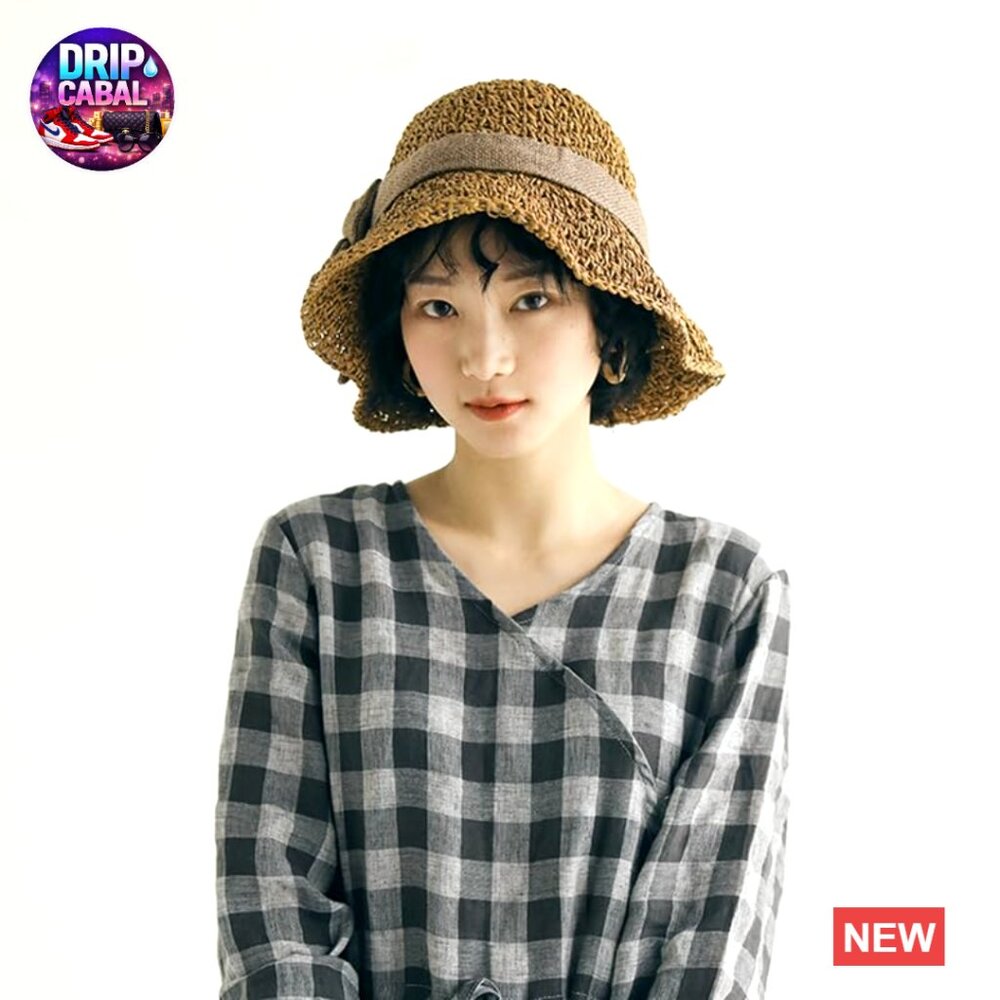 Straw Bucket Hat Roll Up Travel Beach Sun Protection Floppy - Picture 2 of 7